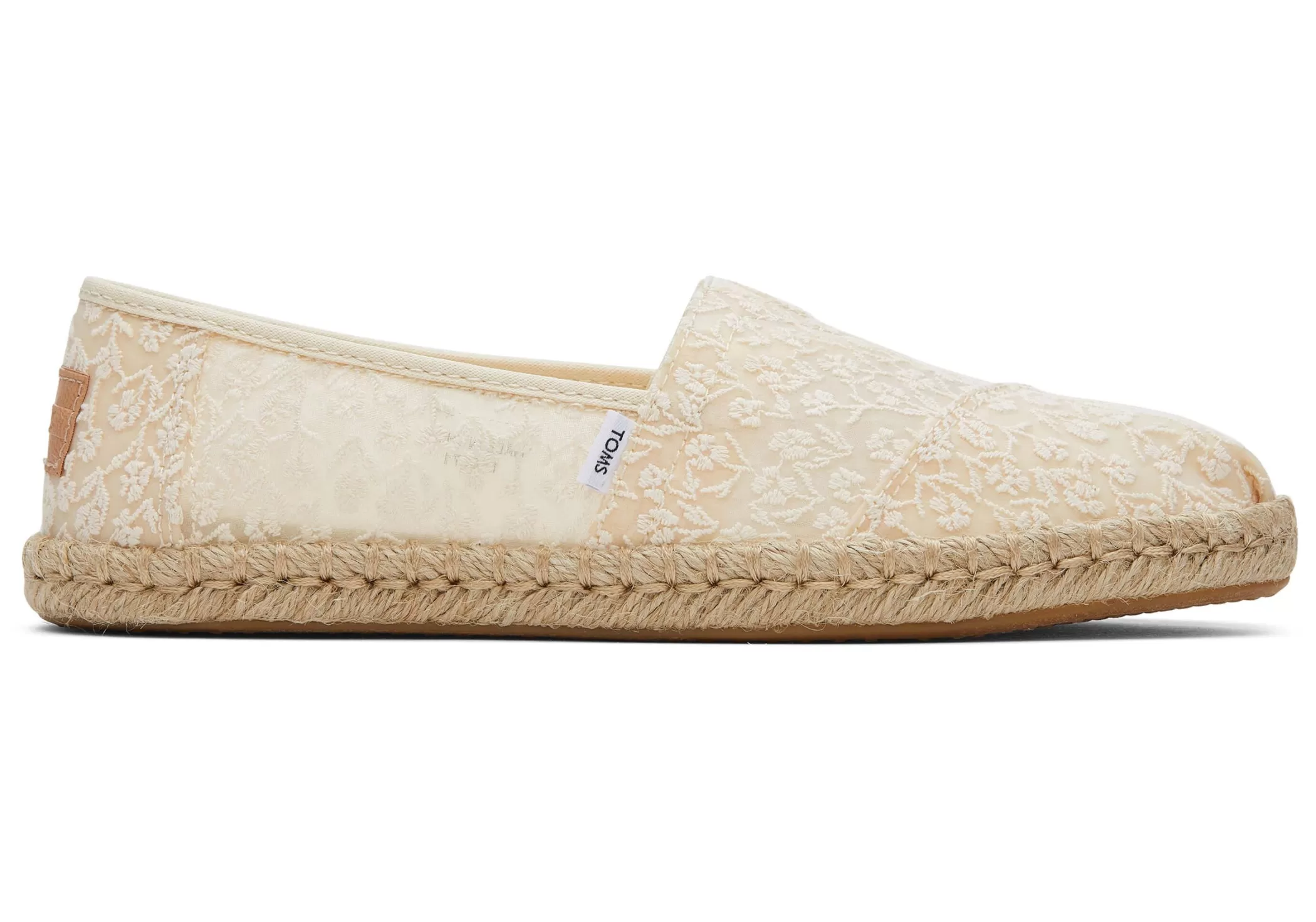 TOMS Espadrilles*Alpargata Floral Lace Rope Espadrille Beige Bloemenkant