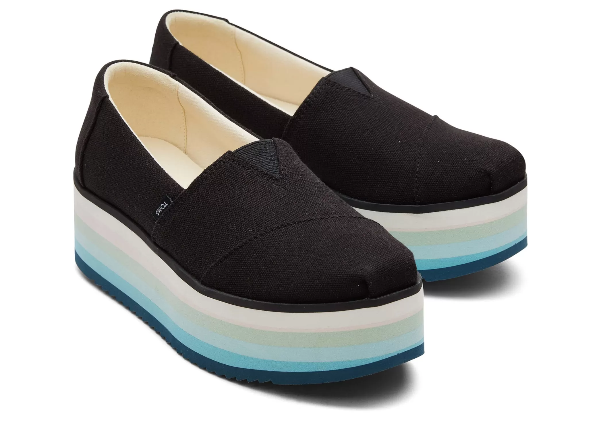 TOMS Plateauzolen*Alpargata Platform Espadrille Zwart Canvas