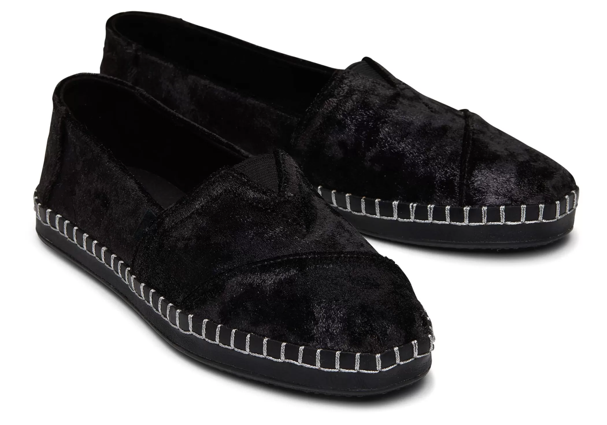 TOMS Instappers*Alpargata Pluche Leer Gewikkeld Black Plush Foil