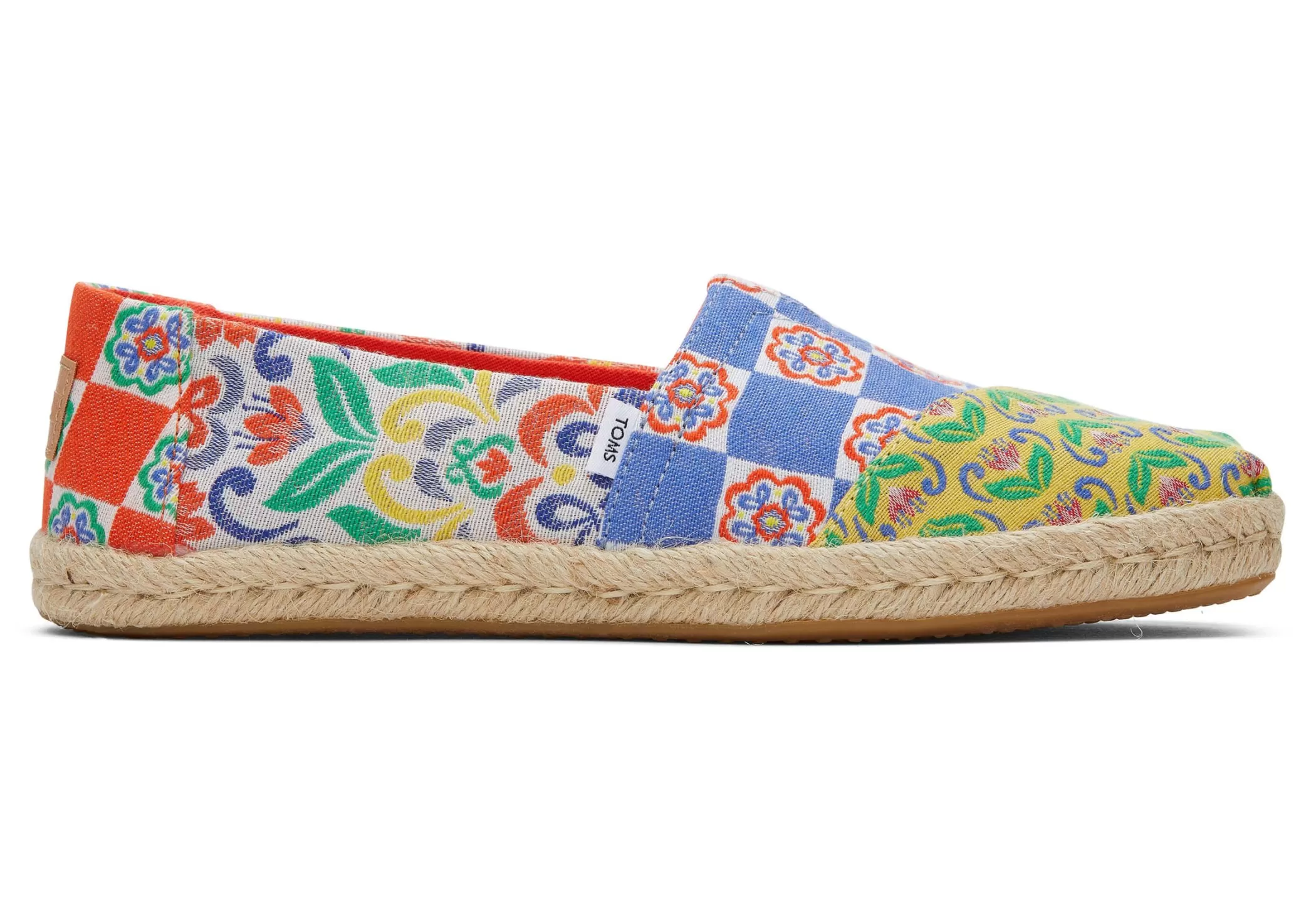 TOMS Espadrilles*Alpargata Touw Espadrille Rood Multi Mediterrane Tegels Jacquard