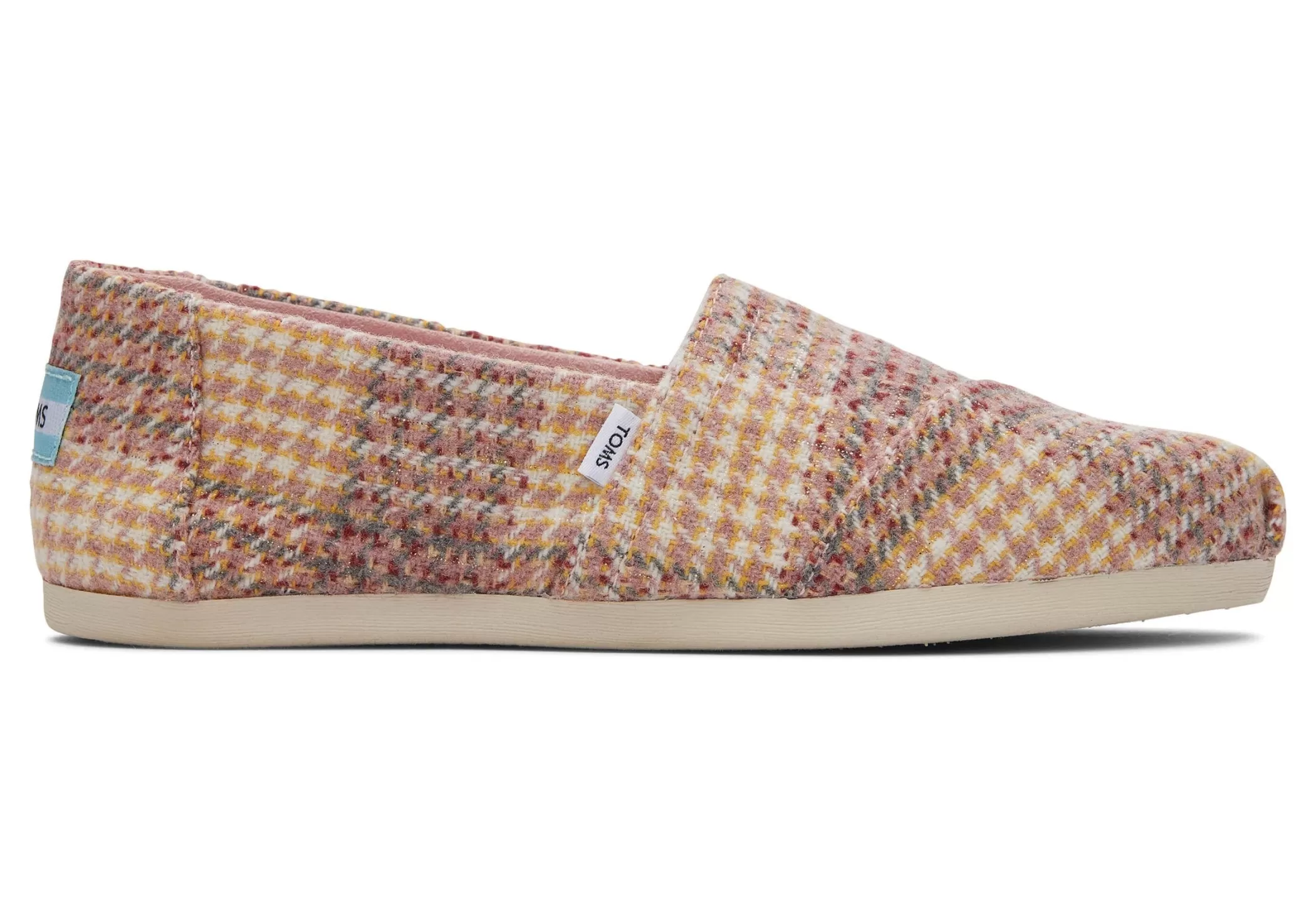 TOMS Alpargata*Alpargata Tweed Houndstooth Plaid Pink Quartz