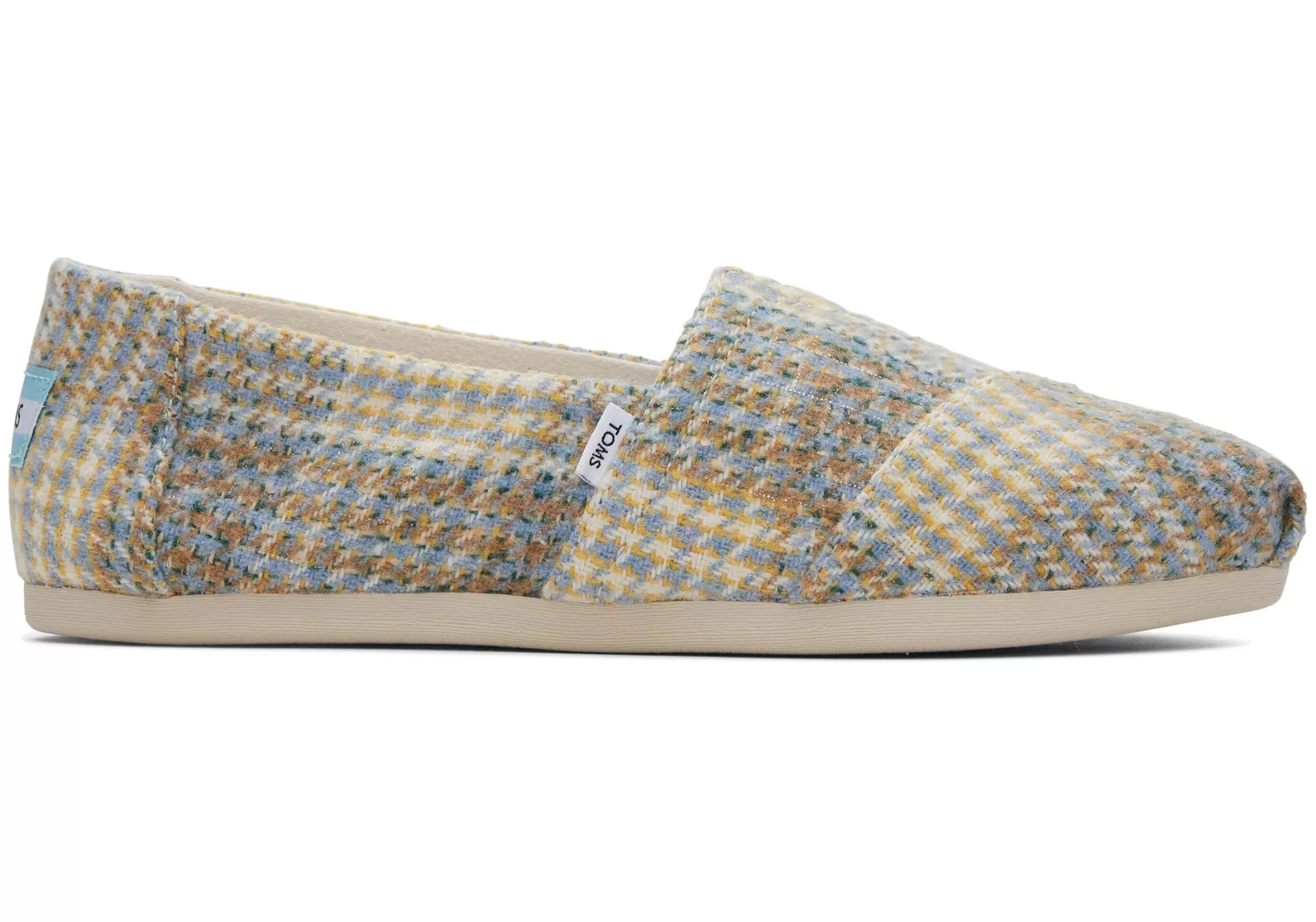 TOMS Alpargata*Alpargata Tweed Houndstooth Plaid Sky Blue