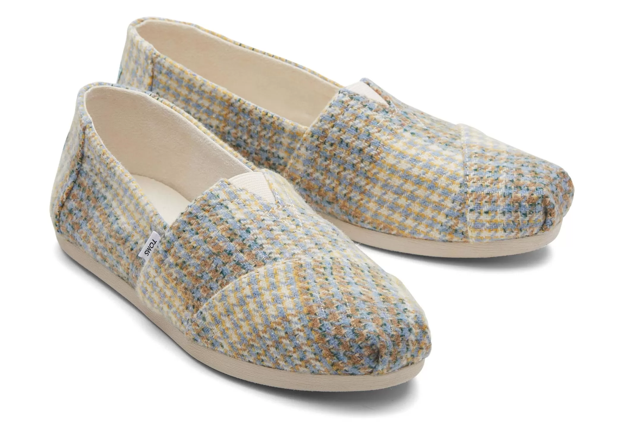 TOMS Alpargata*Alpargata Tweed Houndstooth Plaid Sky Blue