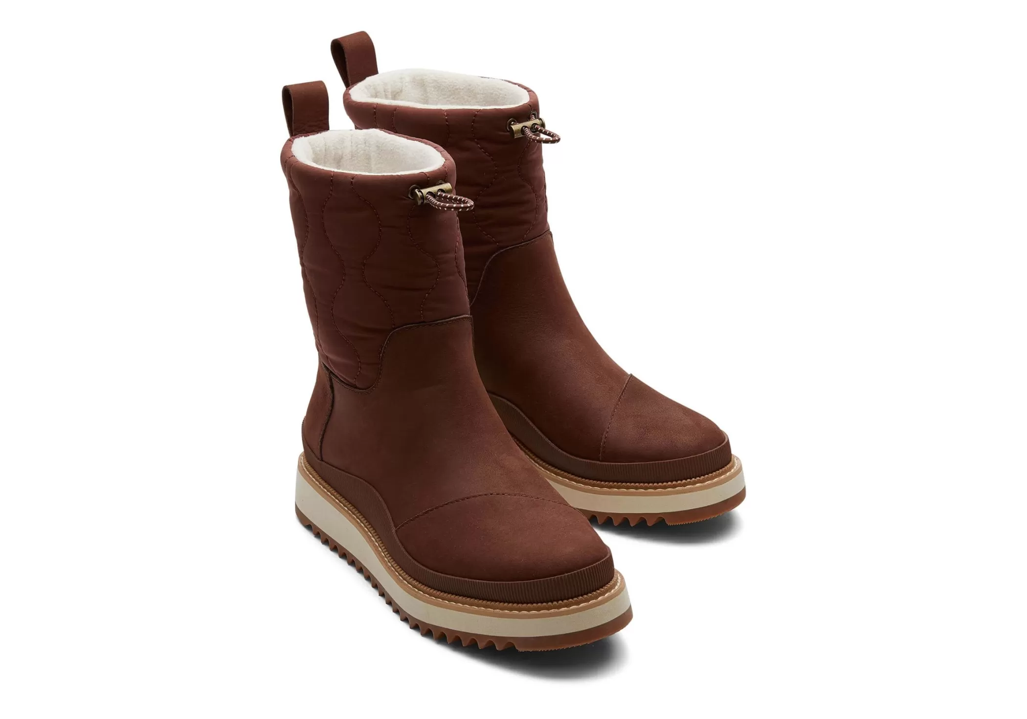 TOMS Boots*Bruin Leer Waterafstotend Makenna Schoenen Boots Dames Waterbestendig Donkerbruin Leer