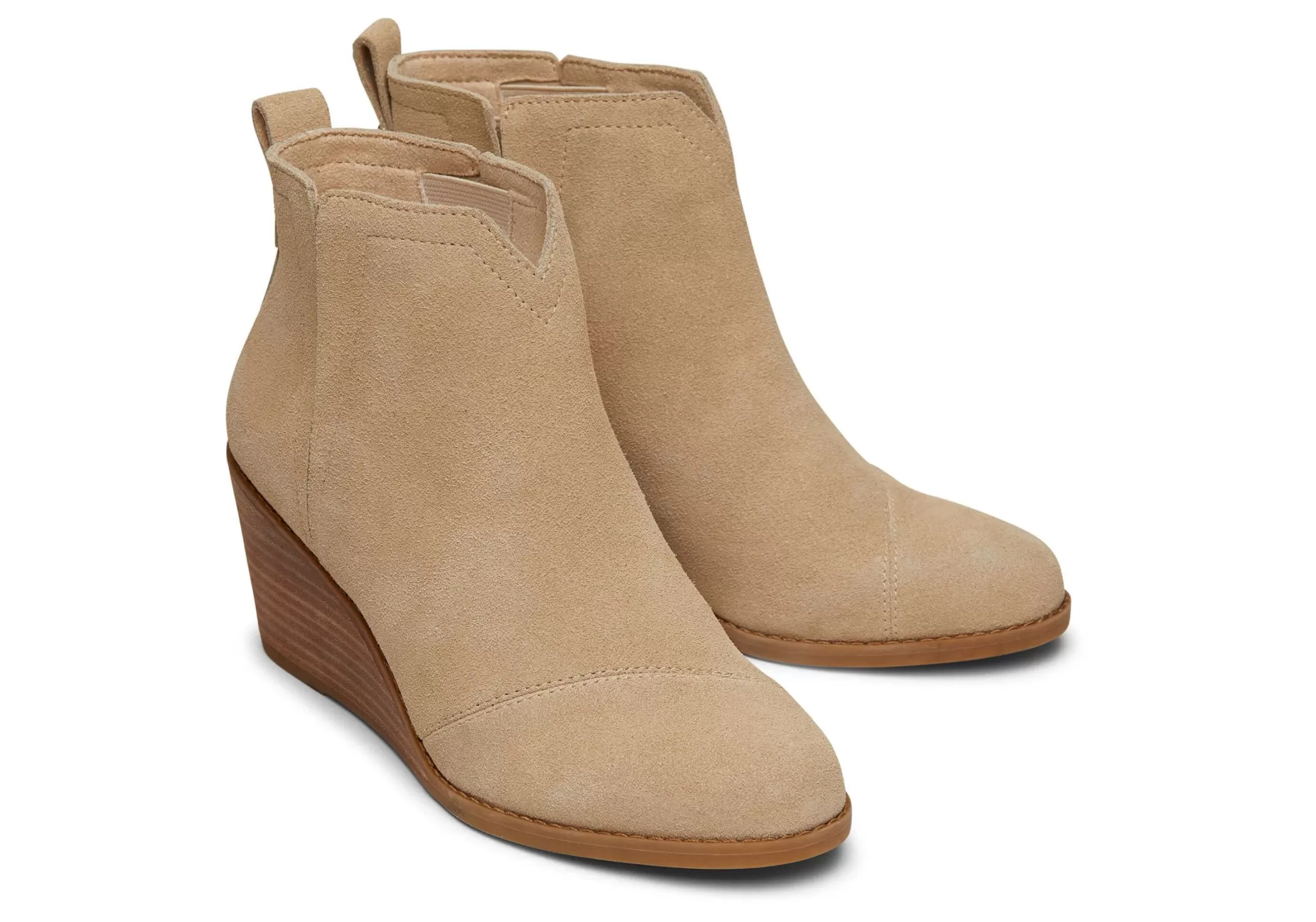 TOMS Hakken & Wedges*Clare Oatmeal Suede Wedge Boot Havermout Geel/Grijs Suede