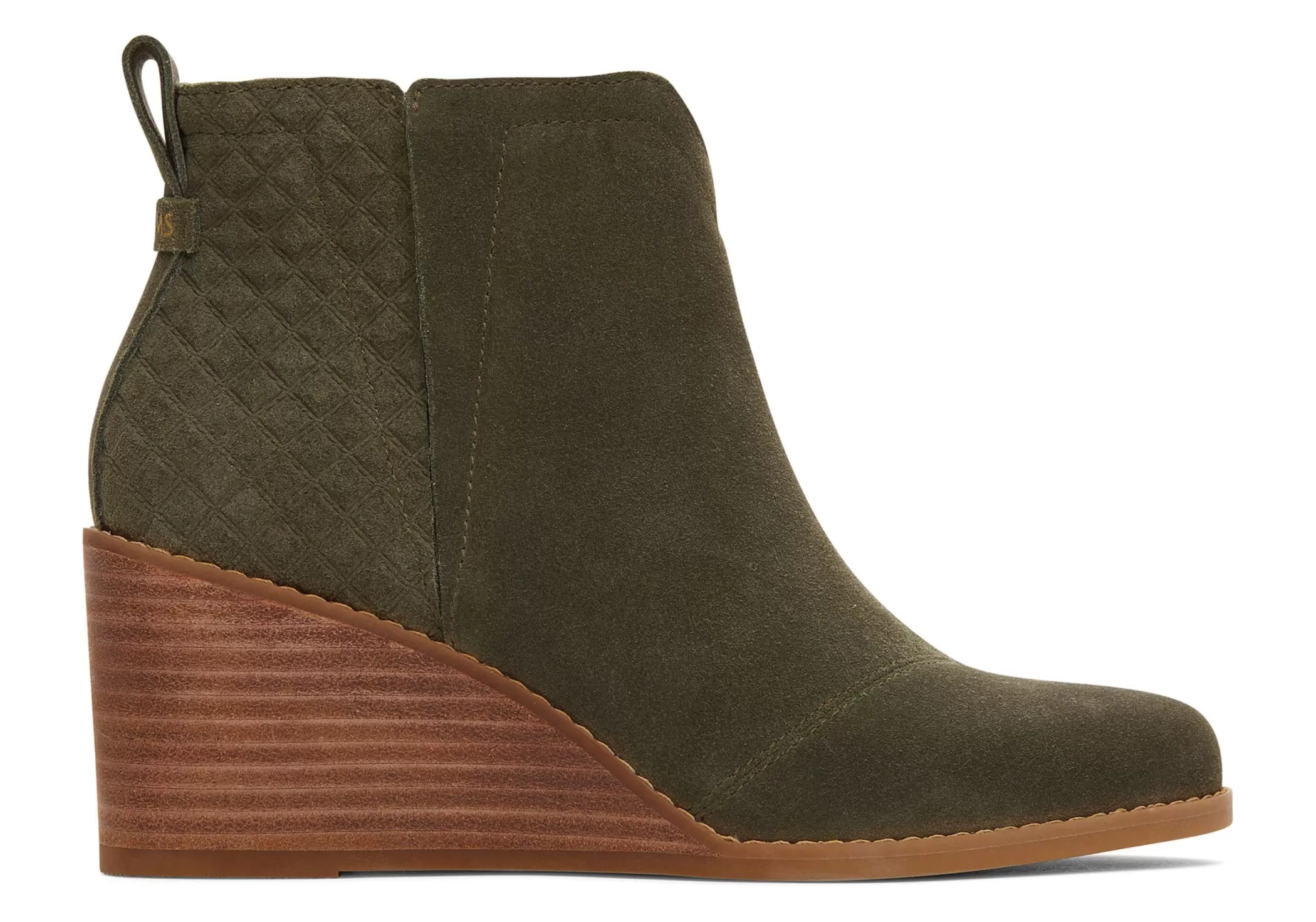 TOMS Hakken & Wedges*Clare Olive Suede Wedge Boot Olijfgroen