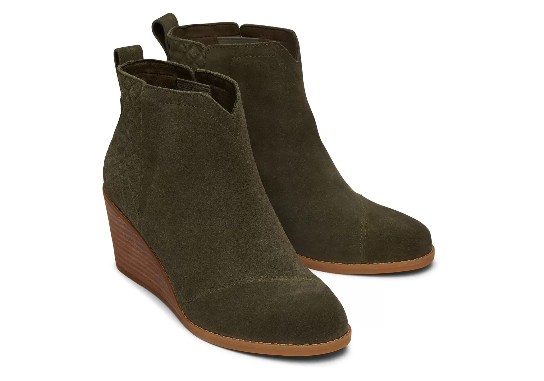 TOMS Hakken & Wedges*Clare Olive Suede Wedge Boot Olijfgroen