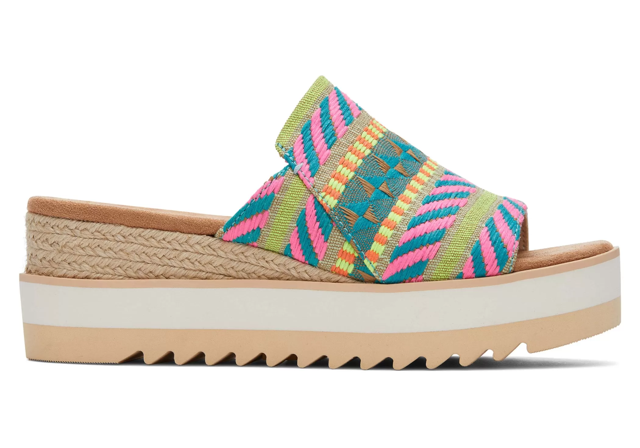 TOMS Plateauzolen*Diana Mule Sandal Neon Roze Global Jacquard