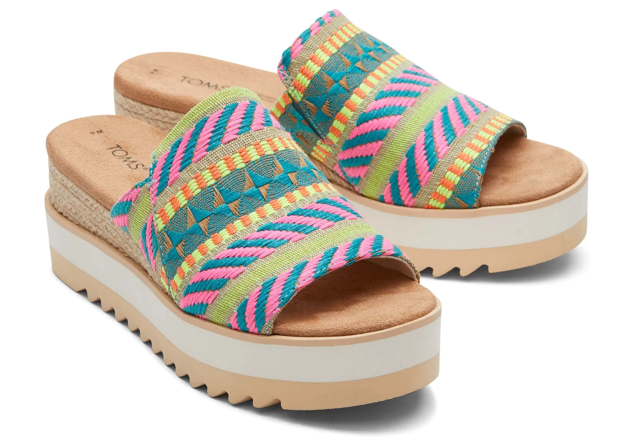 TOMS Plateauzolen*Diana Mule Sandal Neon Roze Global Jacquard