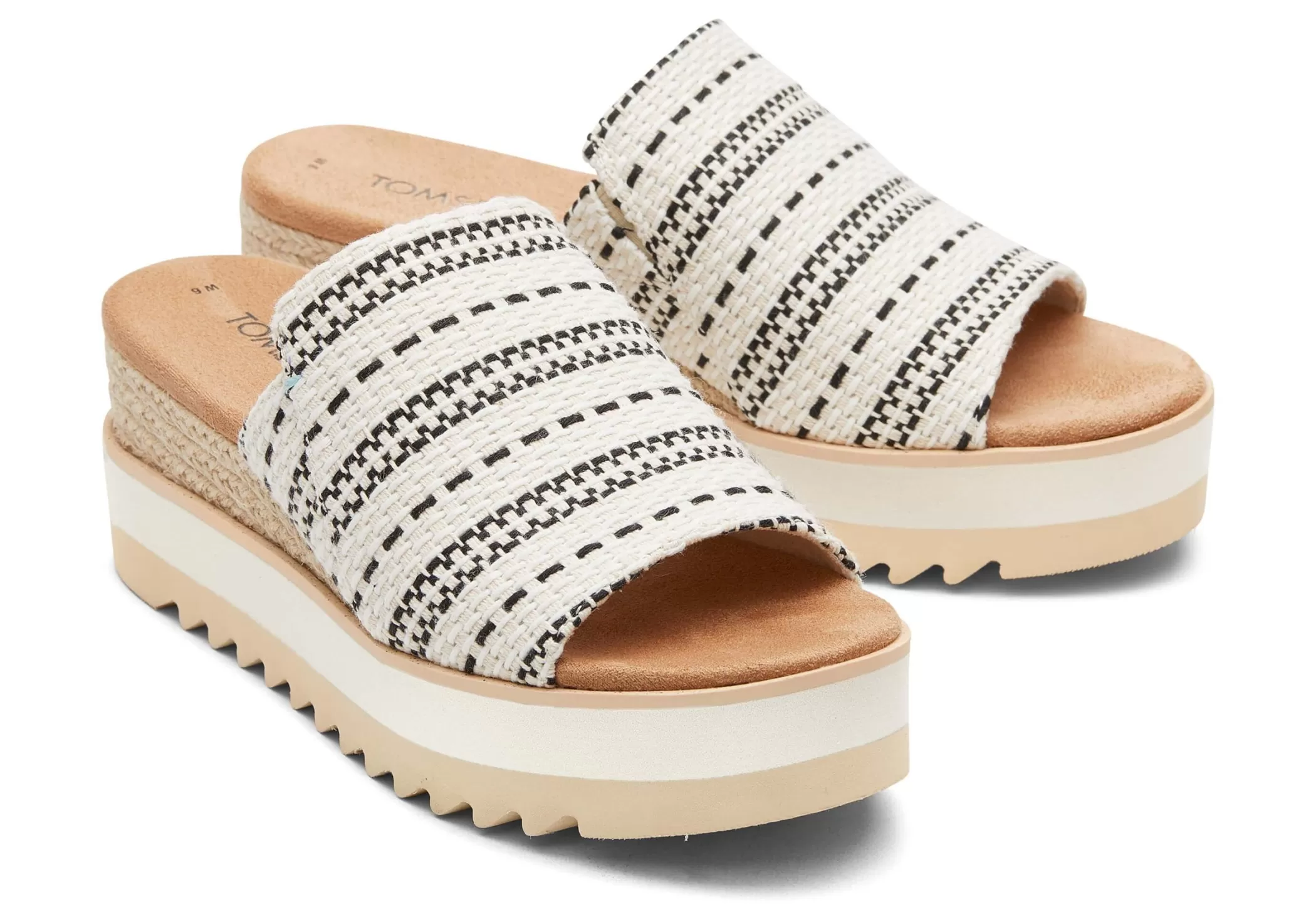 TOMS Hakken & Wedges*Diana Mule Sandal Beige Global Geweven