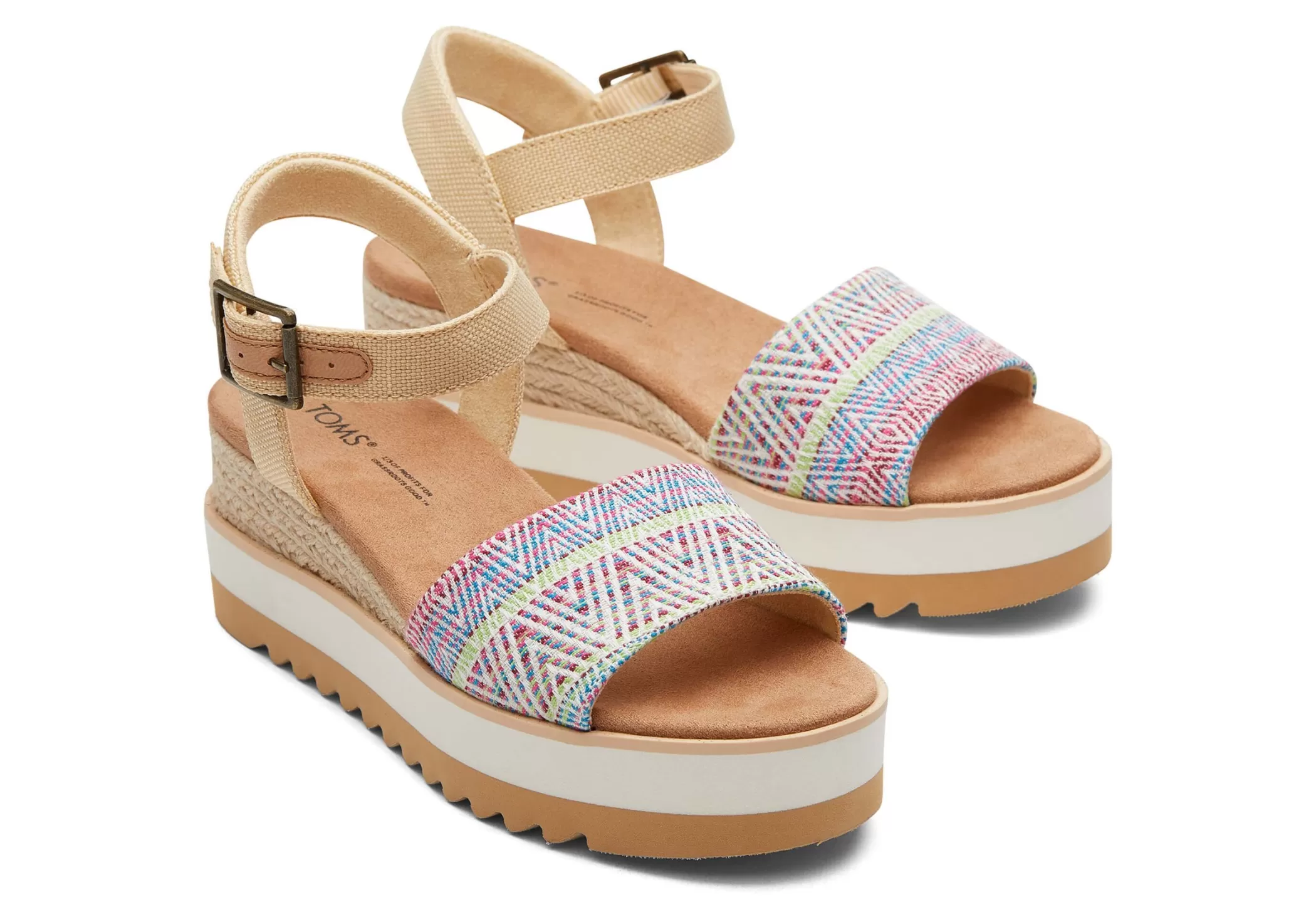 TOMS Hakken & Wedges*Diana Wedge Sandal Beige Diamant Global Geweven