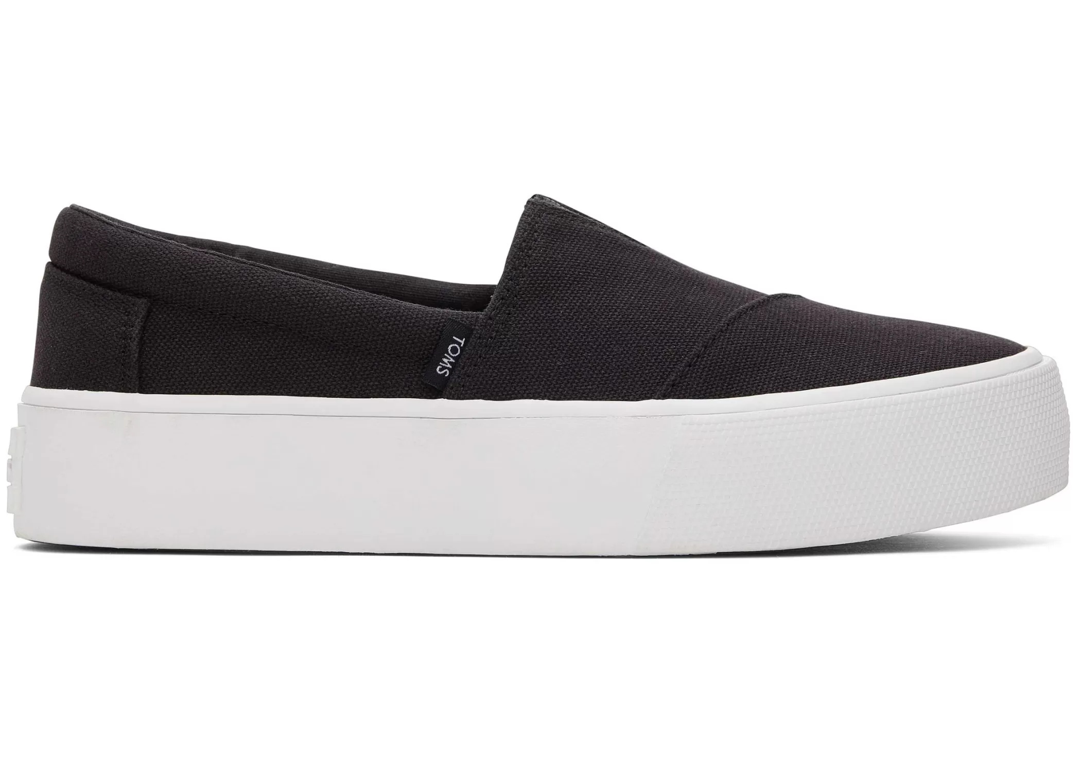 TOMS Sneakers*Fenix Platform Black Canvas Slip On Sneaker Zwart Canvas