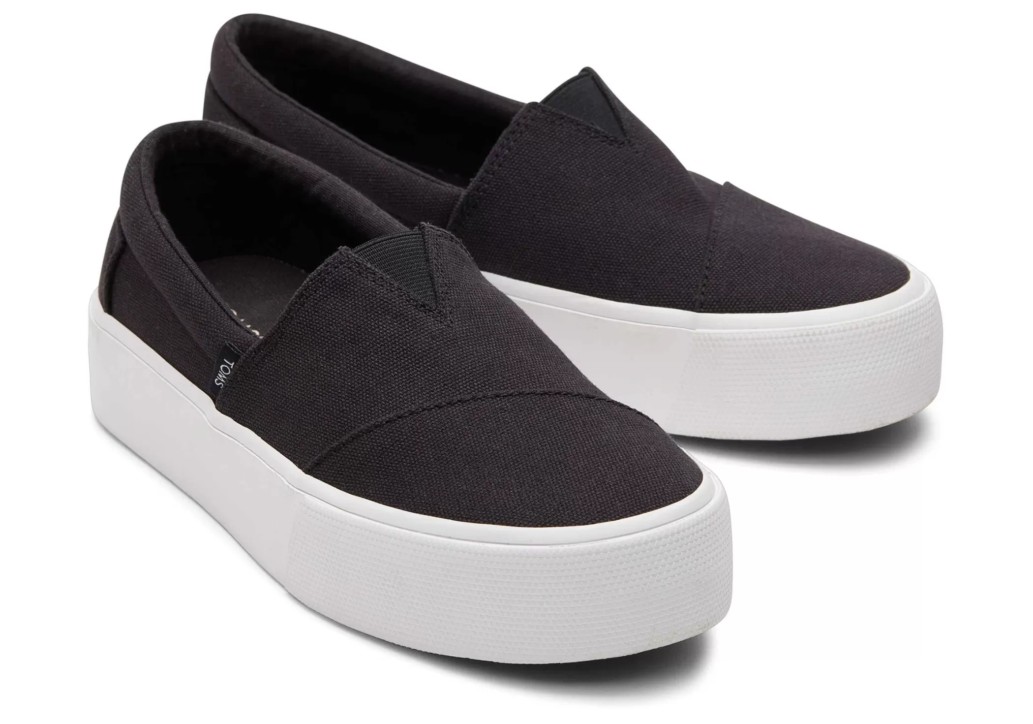 TOMS Sneakers*Fenix Platform Black Canvas Slip On Sneaker Zwart Canvas