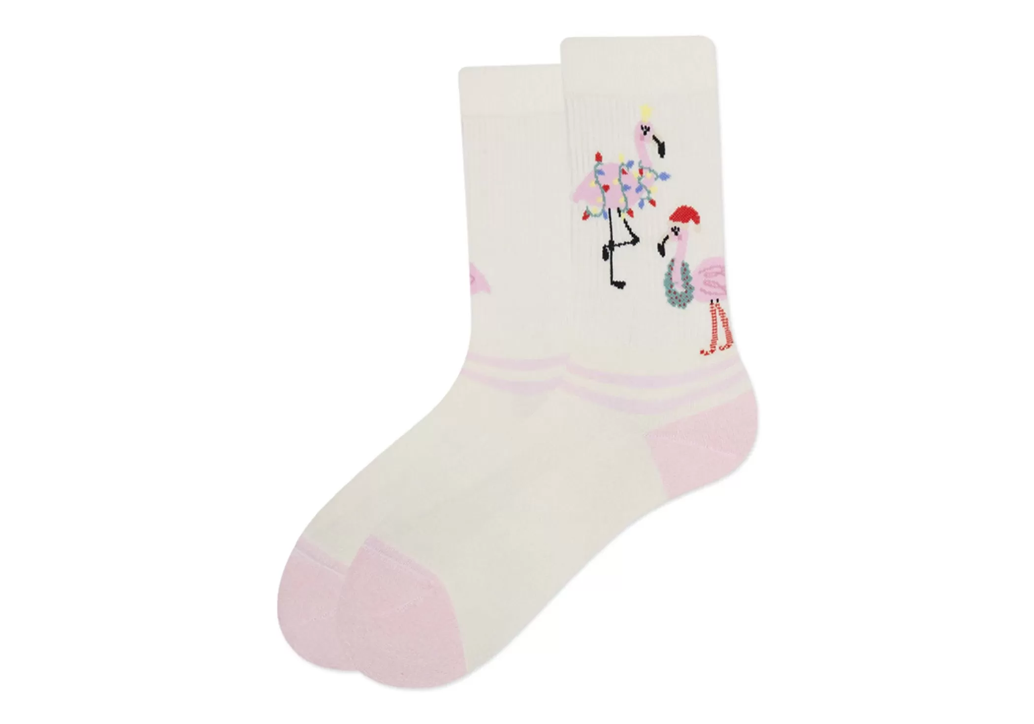 TOMS *Light Cushioned Crew Socks Flamingos White Flamingo