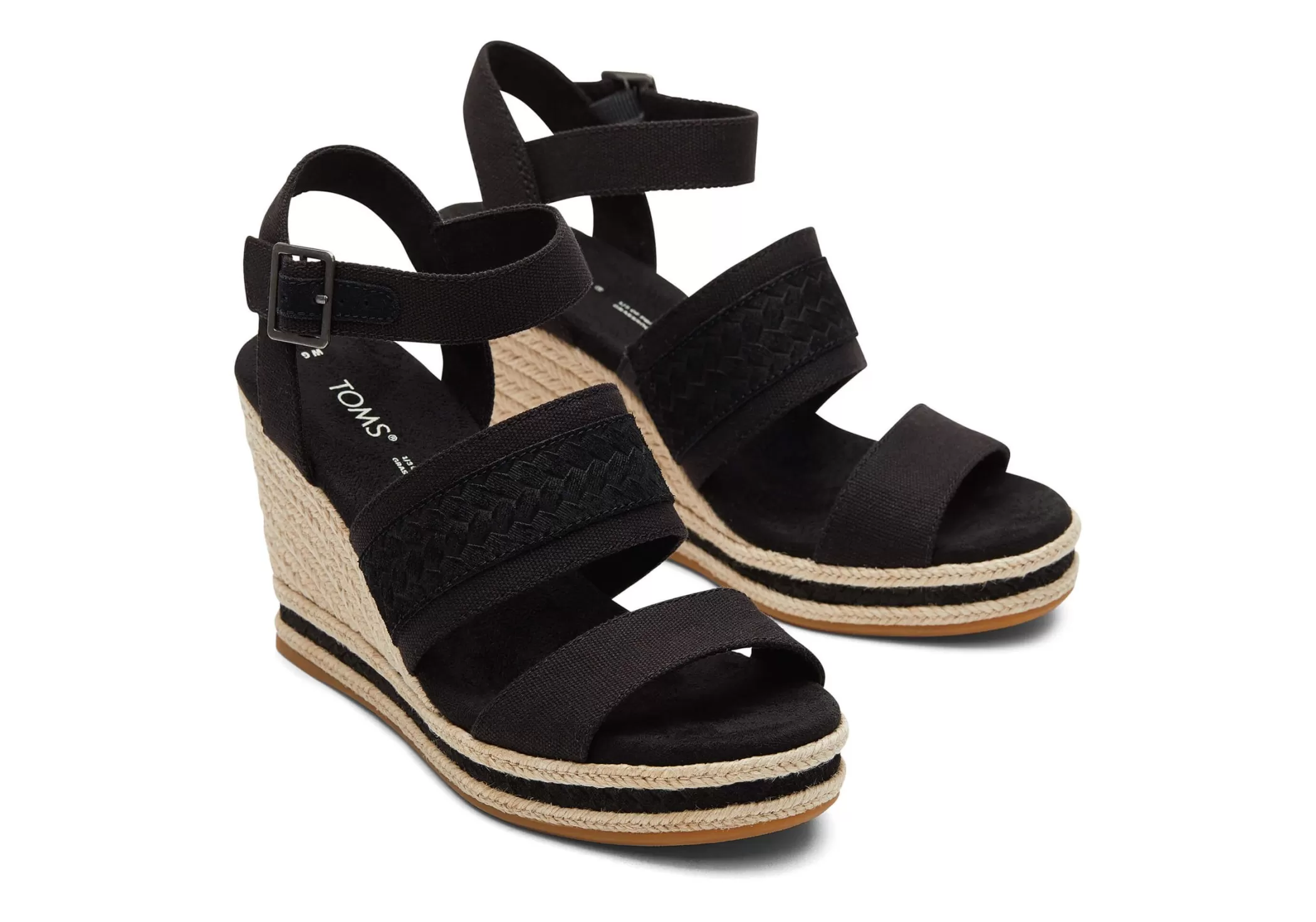 TOMS Hakken & Wedges*Madelyn Wedge Sandal Zwart Canvas