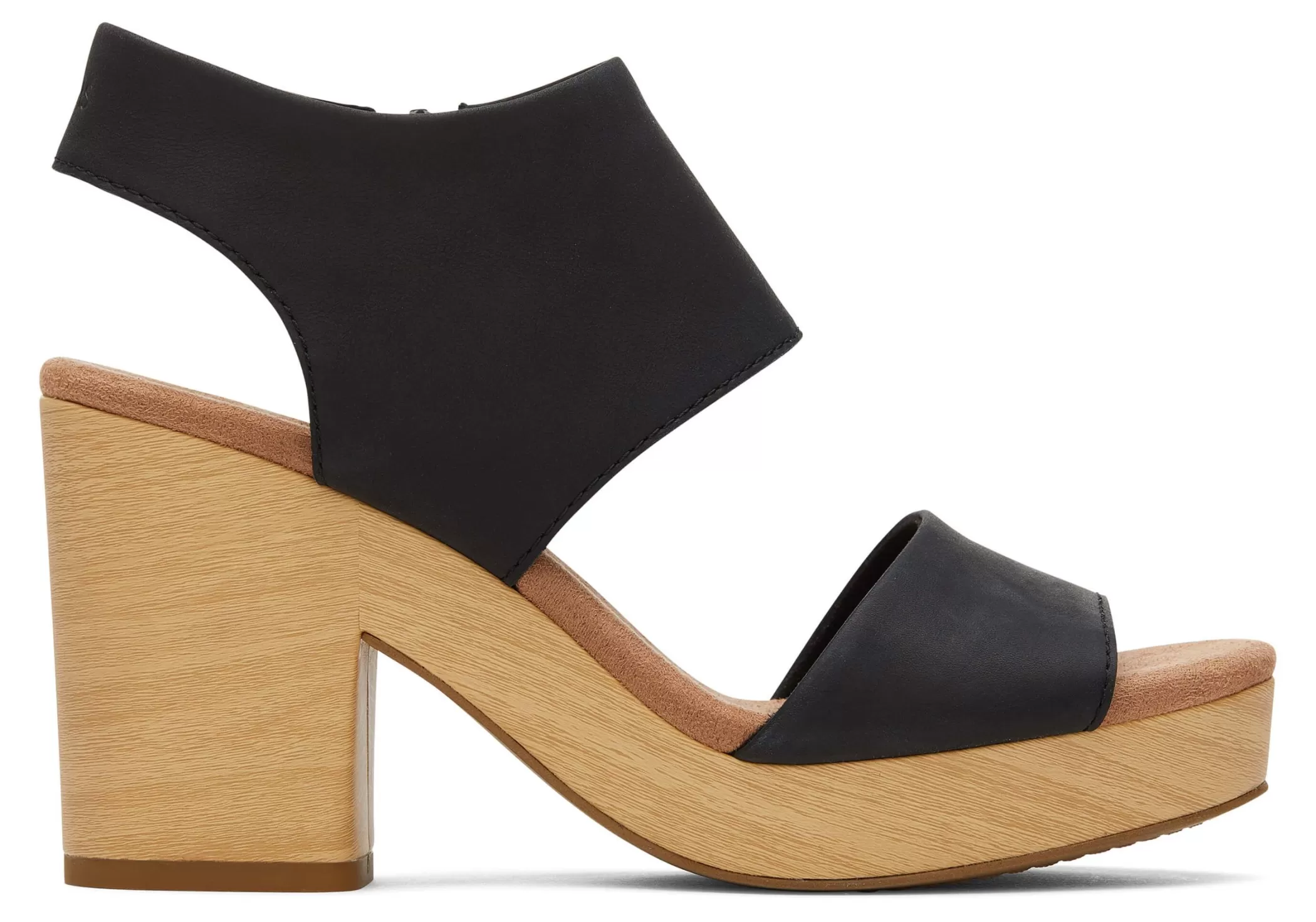 TOMS Hakken & Wedges*Majorca Leather Platform Sandal Zwart Leer