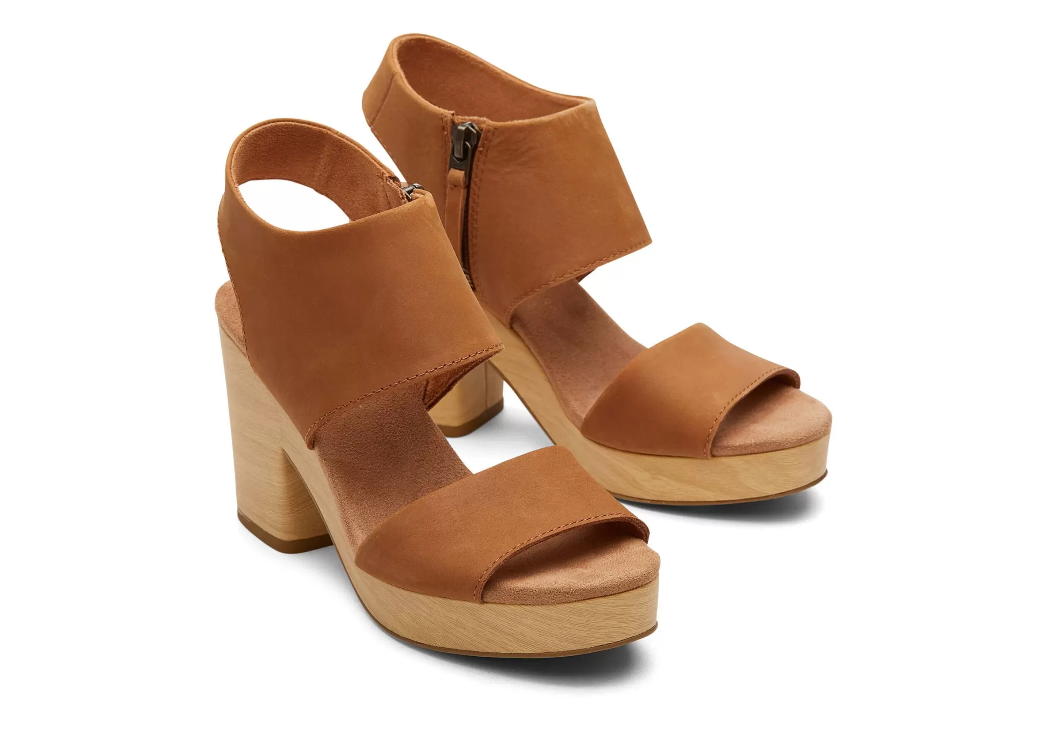 TOMS Hakken & Wedges*Majorca Leather Platform Sandal Beige Leer