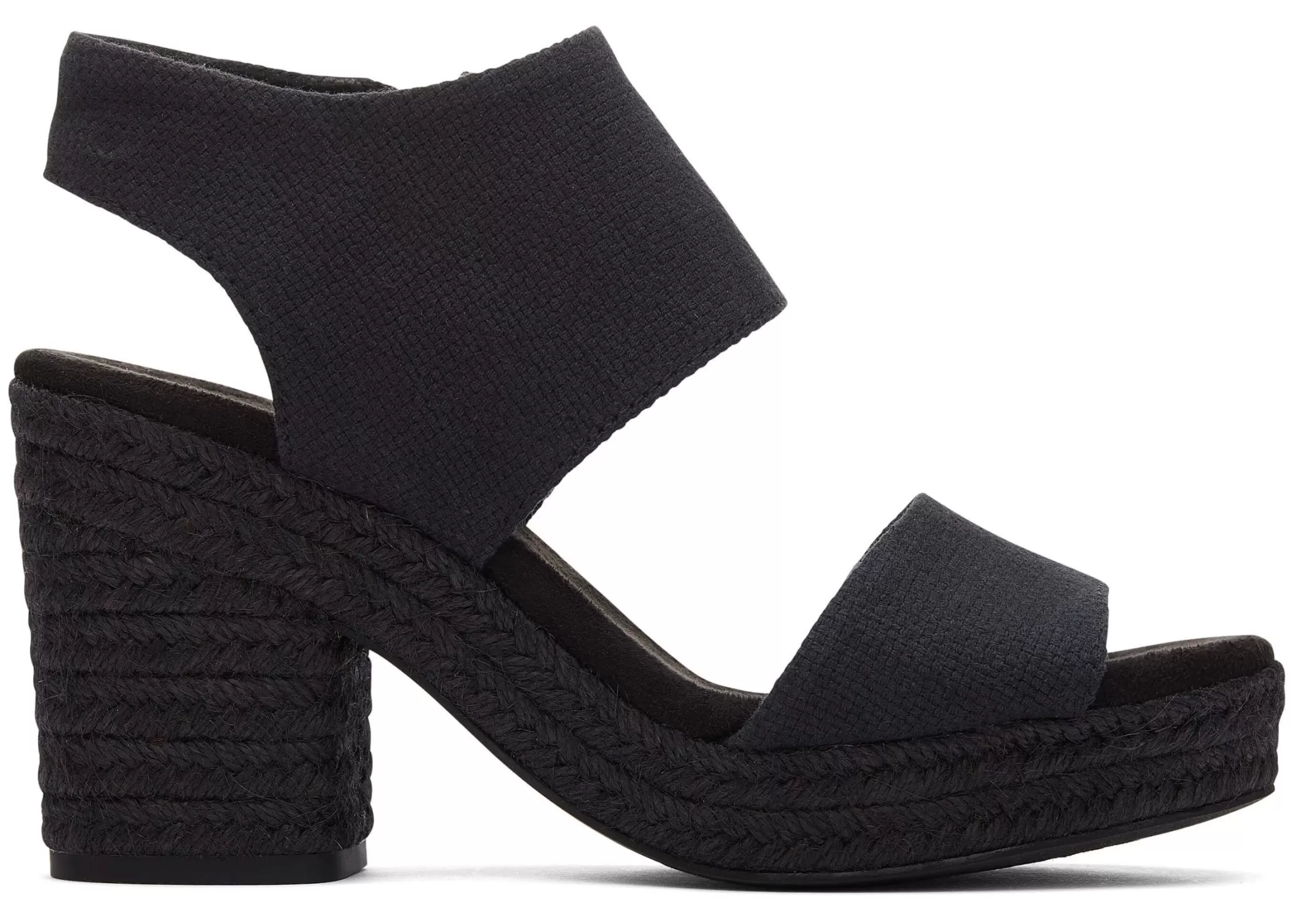 TOMS Hakken & Wedges*Majorca Rope Platform Sandal Zwart Mand Geweven