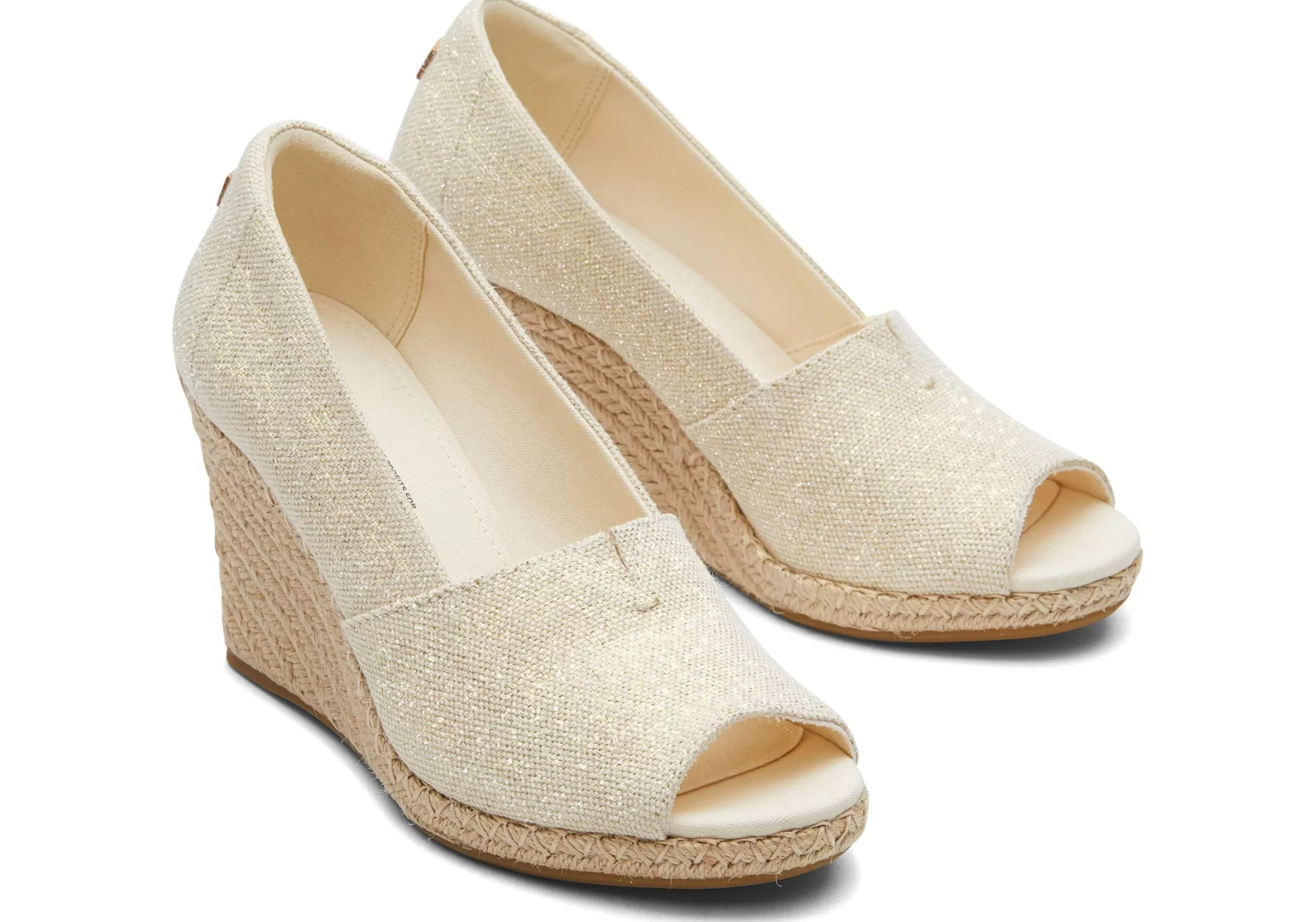 TOMS Hakken & Wedges*Michelle Wedge Heel Donkerbeige Metallic Linnen