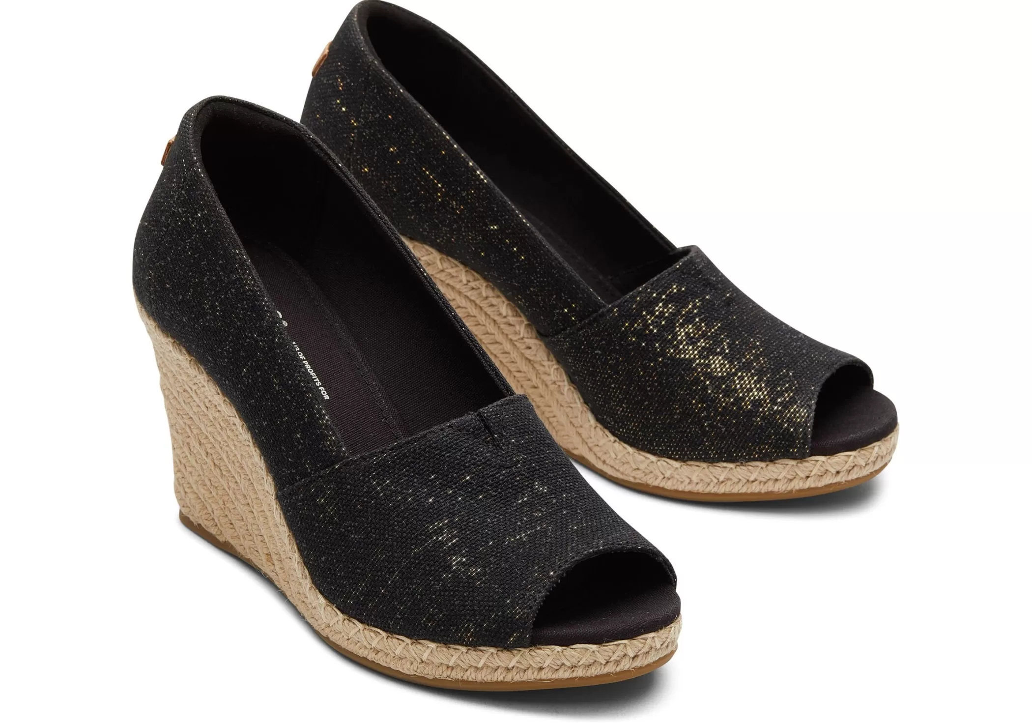 TOMS Hakken & Wedges*Michelle Wedge Heel Zwart Metallic Linnen