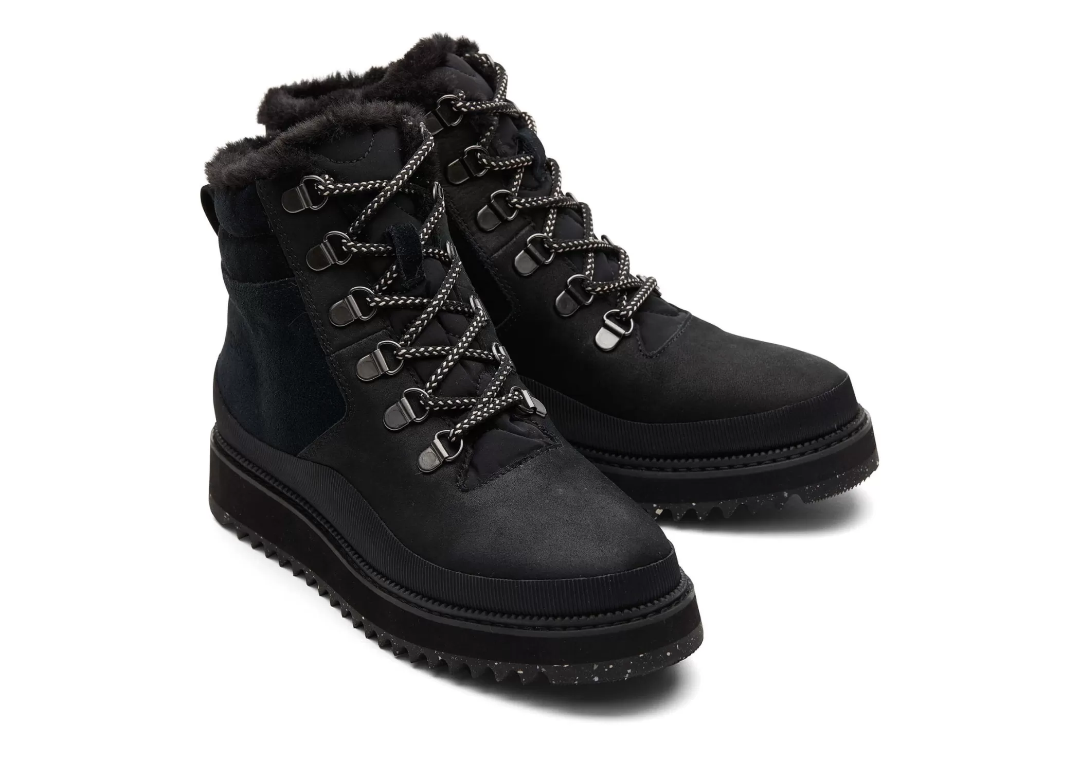 TOMS Boots*Mojave Boots Water Resistant Black/Black Faux Fur