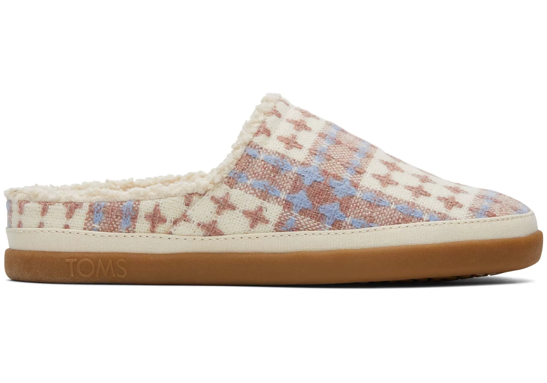 TOMS Alpargata*Sage Shearling Nepbont Geruit Pantoffel Schoenen Dames Roze