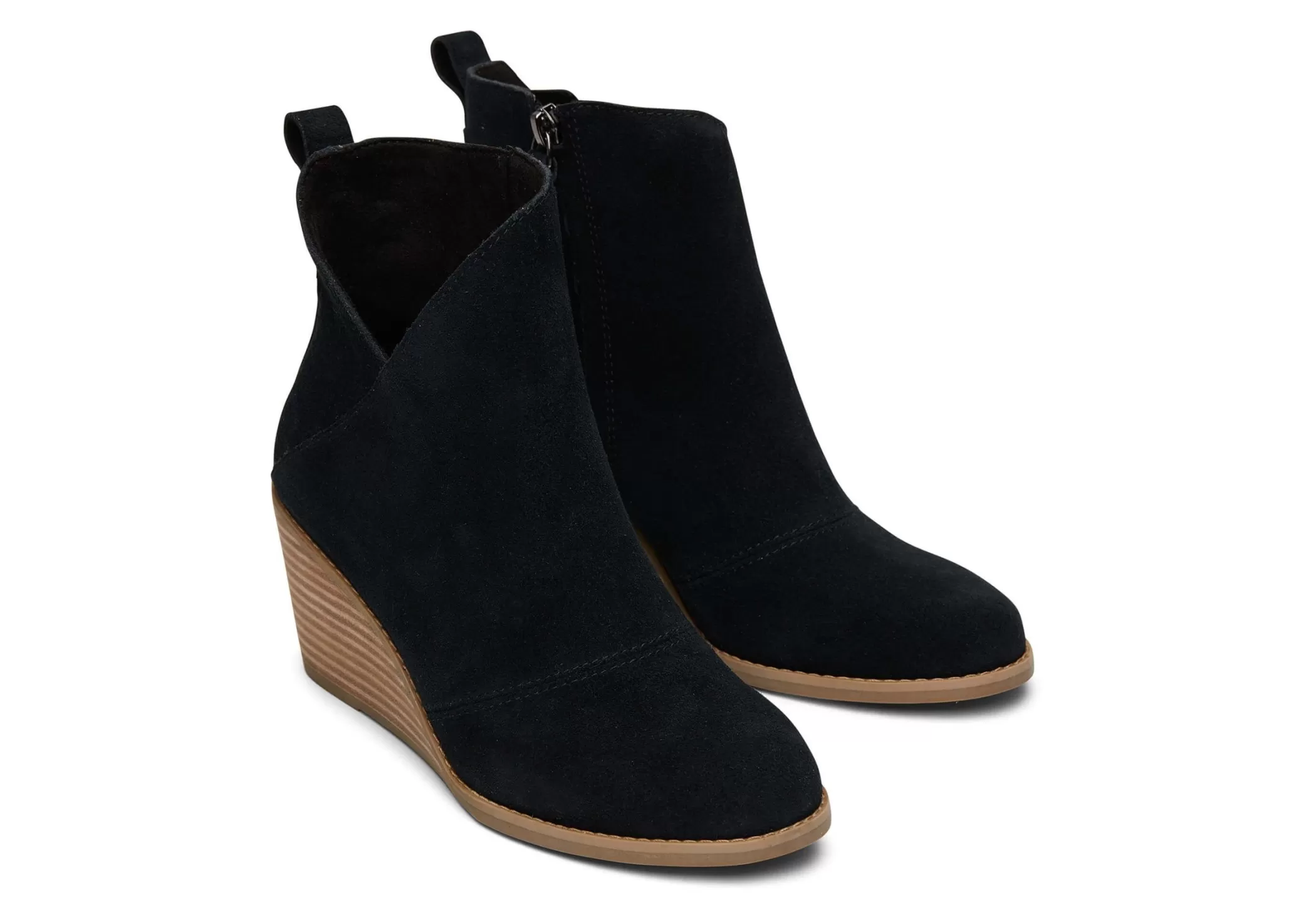 TOMS Hakken & Wedges*Sutton Black Suede Wedge Boot Zwarte Suede