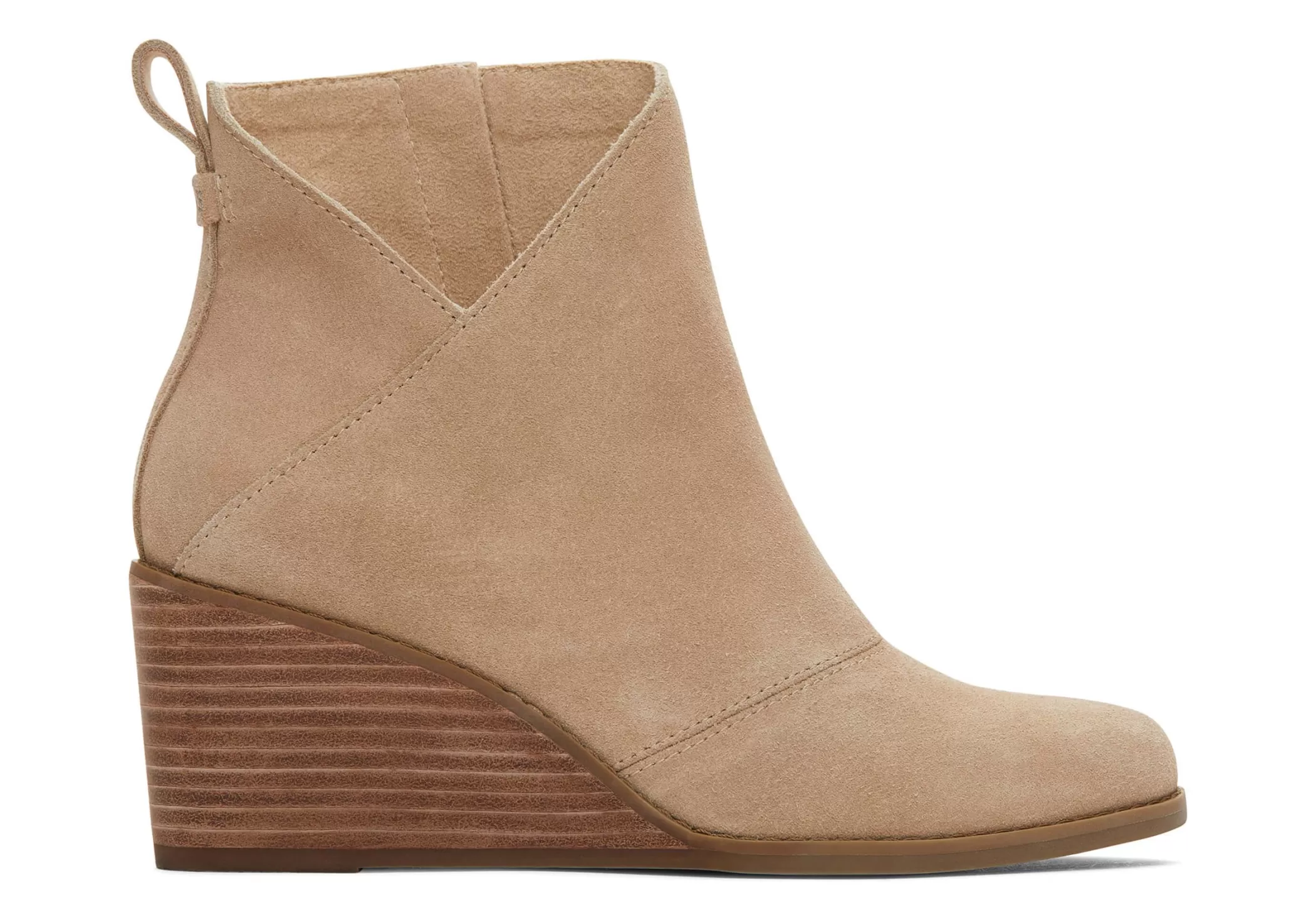 TOMS Hakken & Wedges*Sutton Oatmeal Suede Wedge Boot Havermout Geel/Grijs Suede