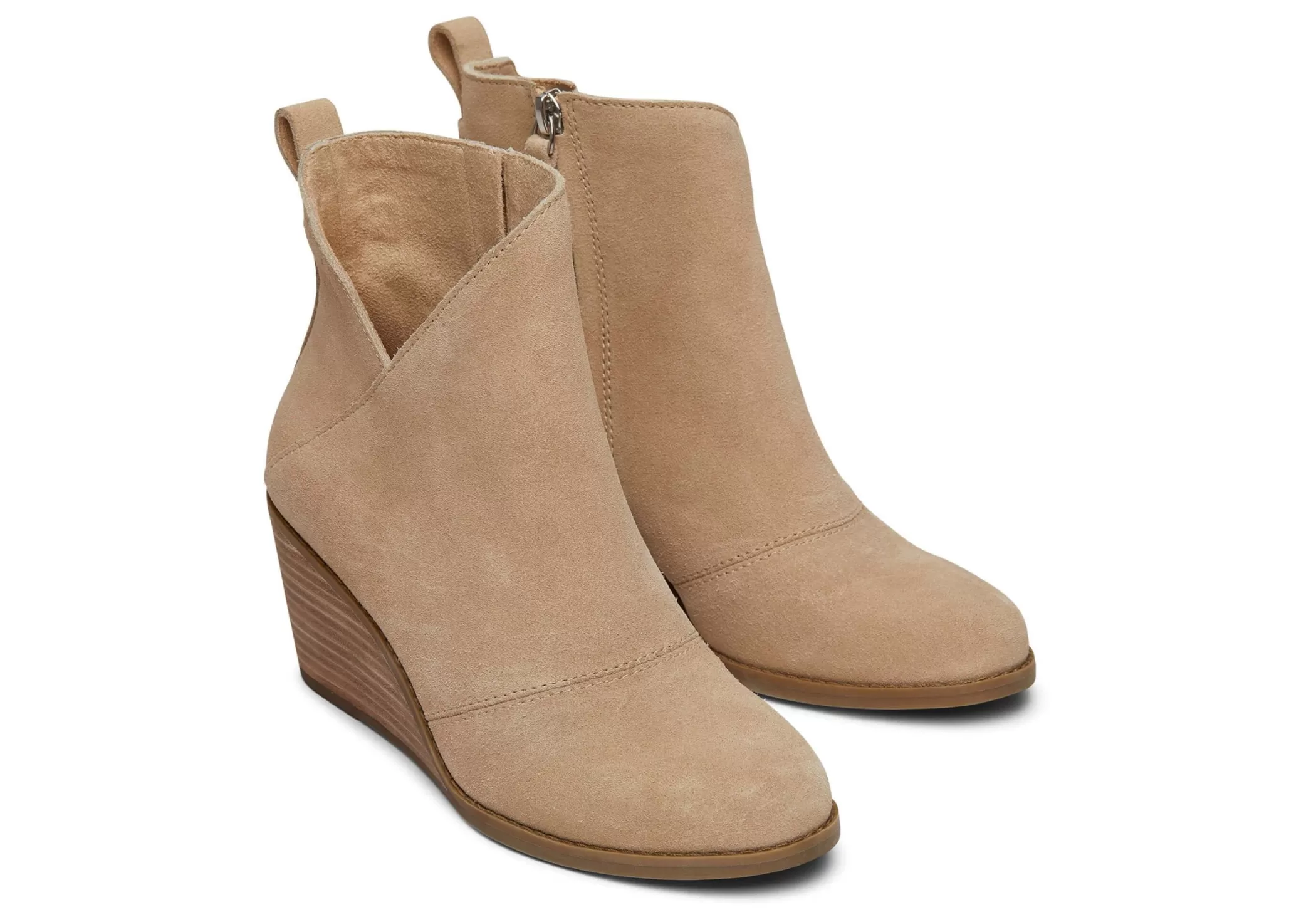 TOMS Hakken & Wedges*Sutton Oatmeal Suede Wedge Boot Havermout Geel/Grijs Suede