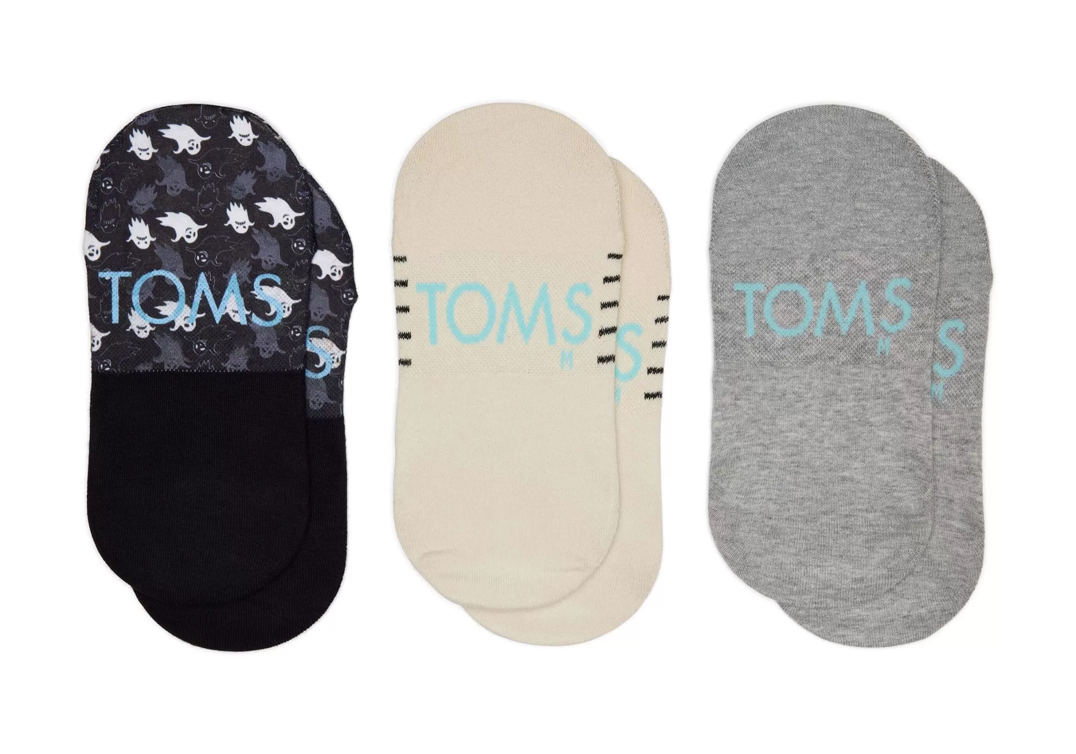 TOMS *Ultimate No Show Socks Spooky 3 Pack Cat Stripes Ghosts