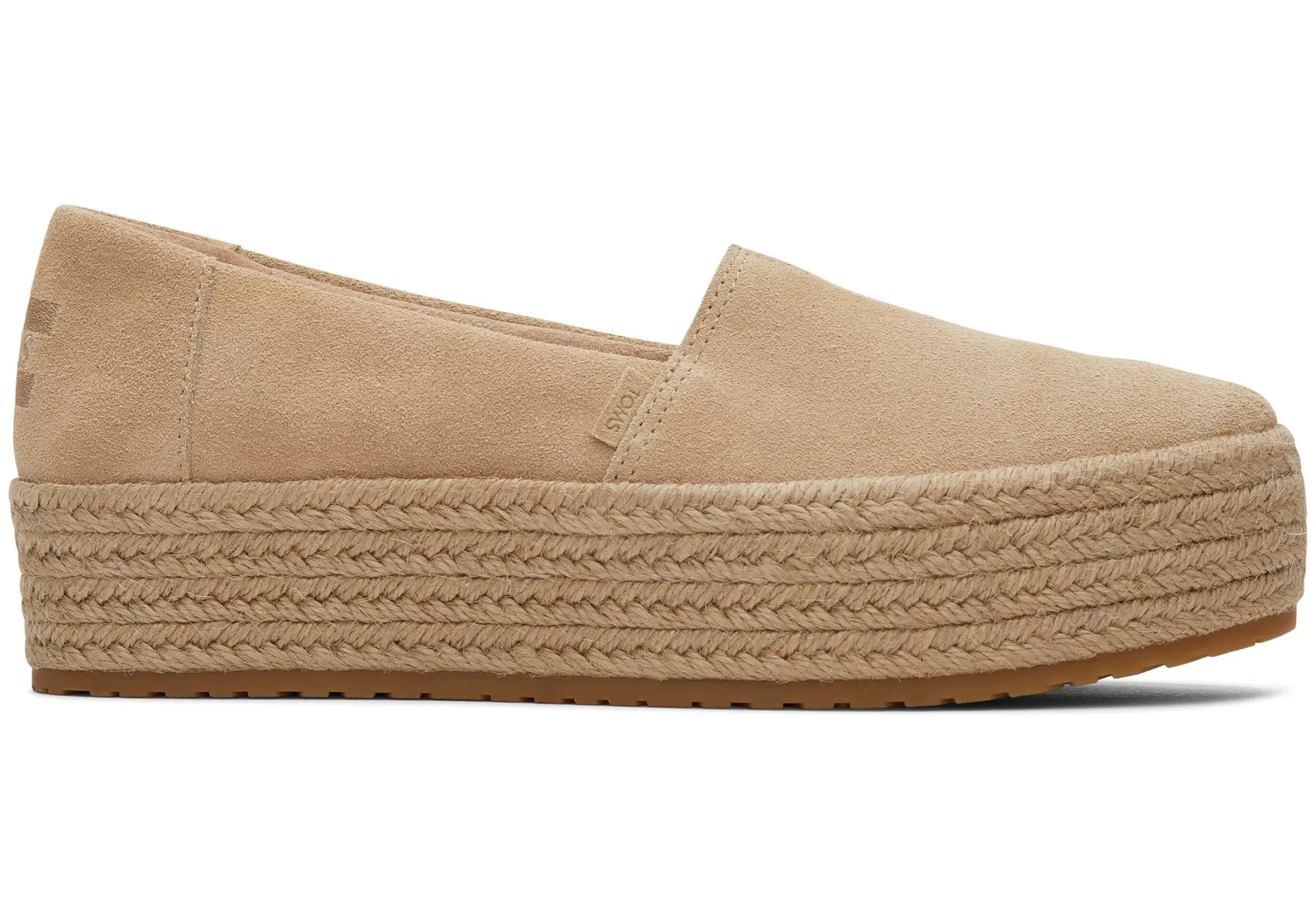 TOMS Plateauzolen*Valencia Platform Espadrille Suede Oatmeal