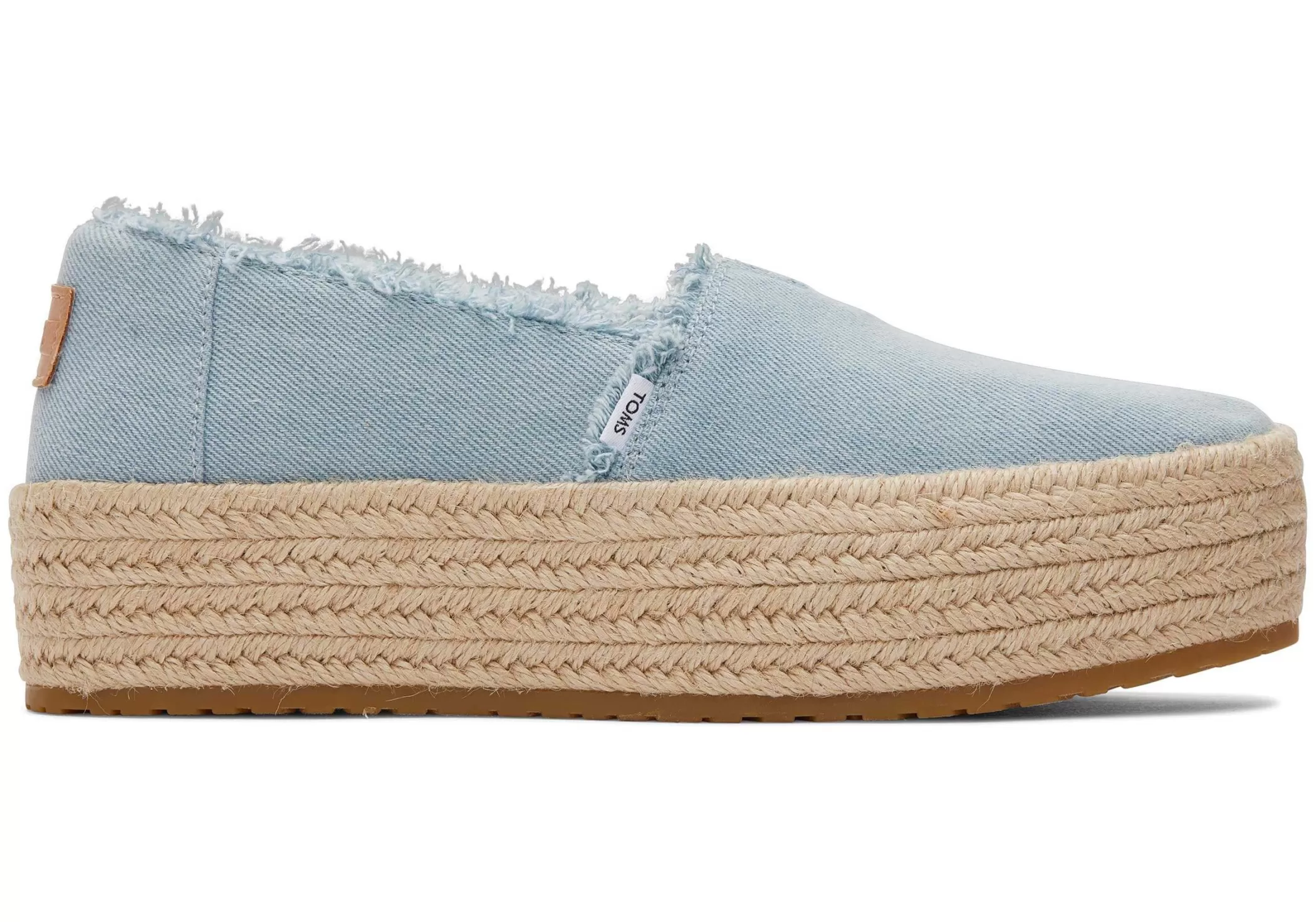 TOMS Instappers*Valencia Platform Espadrille Pastel Blauw Gewassen Denim