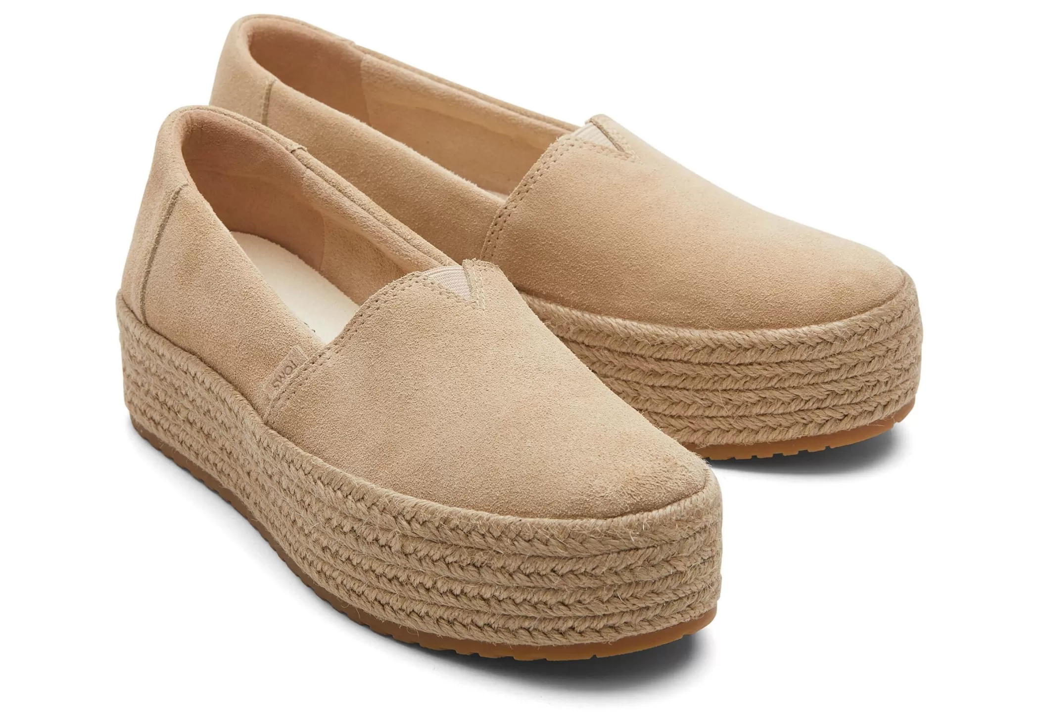 TOMS Plateauzolen*Valencia Platform Espadrille Suede Oatmeal