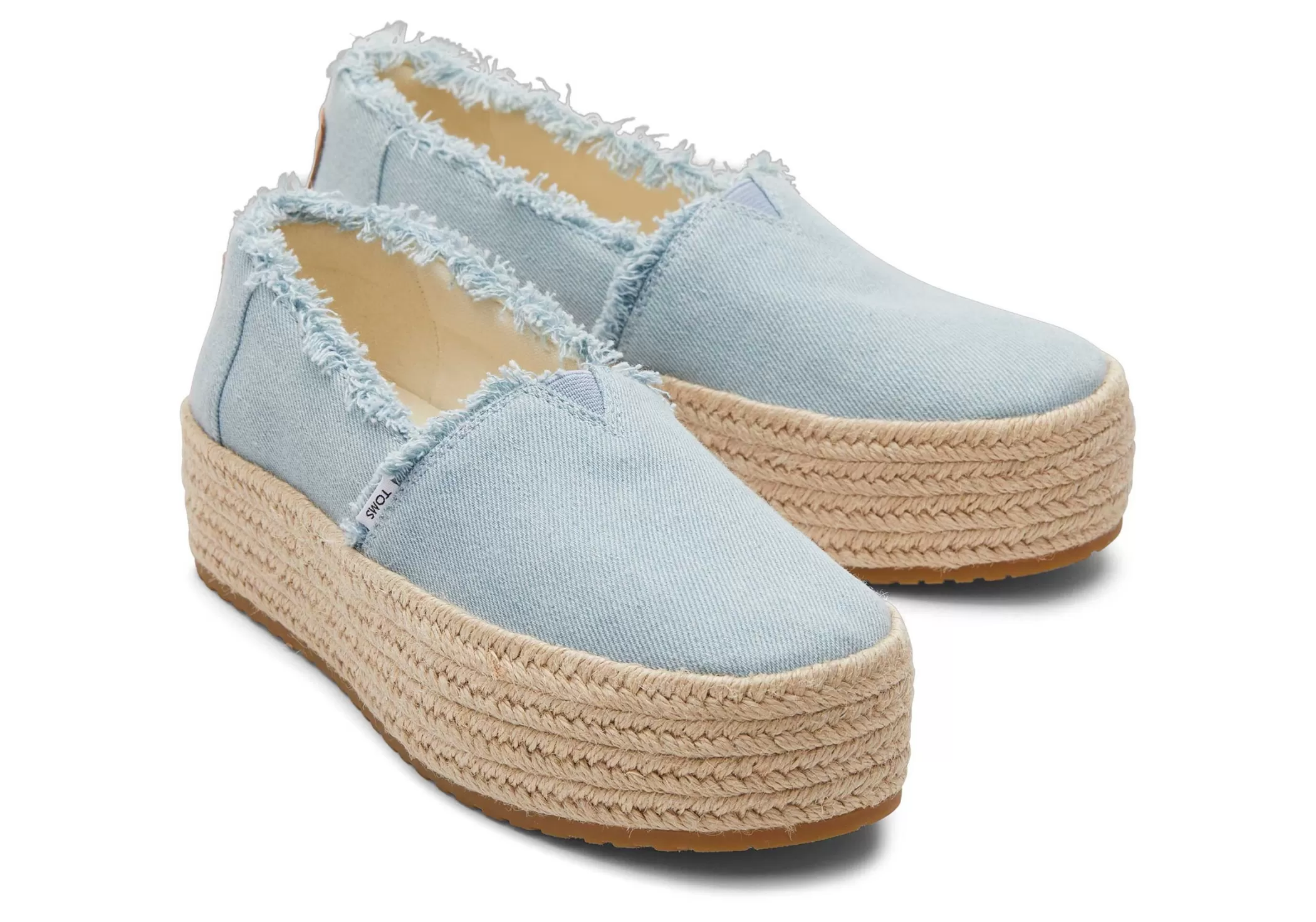 TOMS Instappers*Valencia Platform Espadrille Pastel Blauw Gewassen Denim