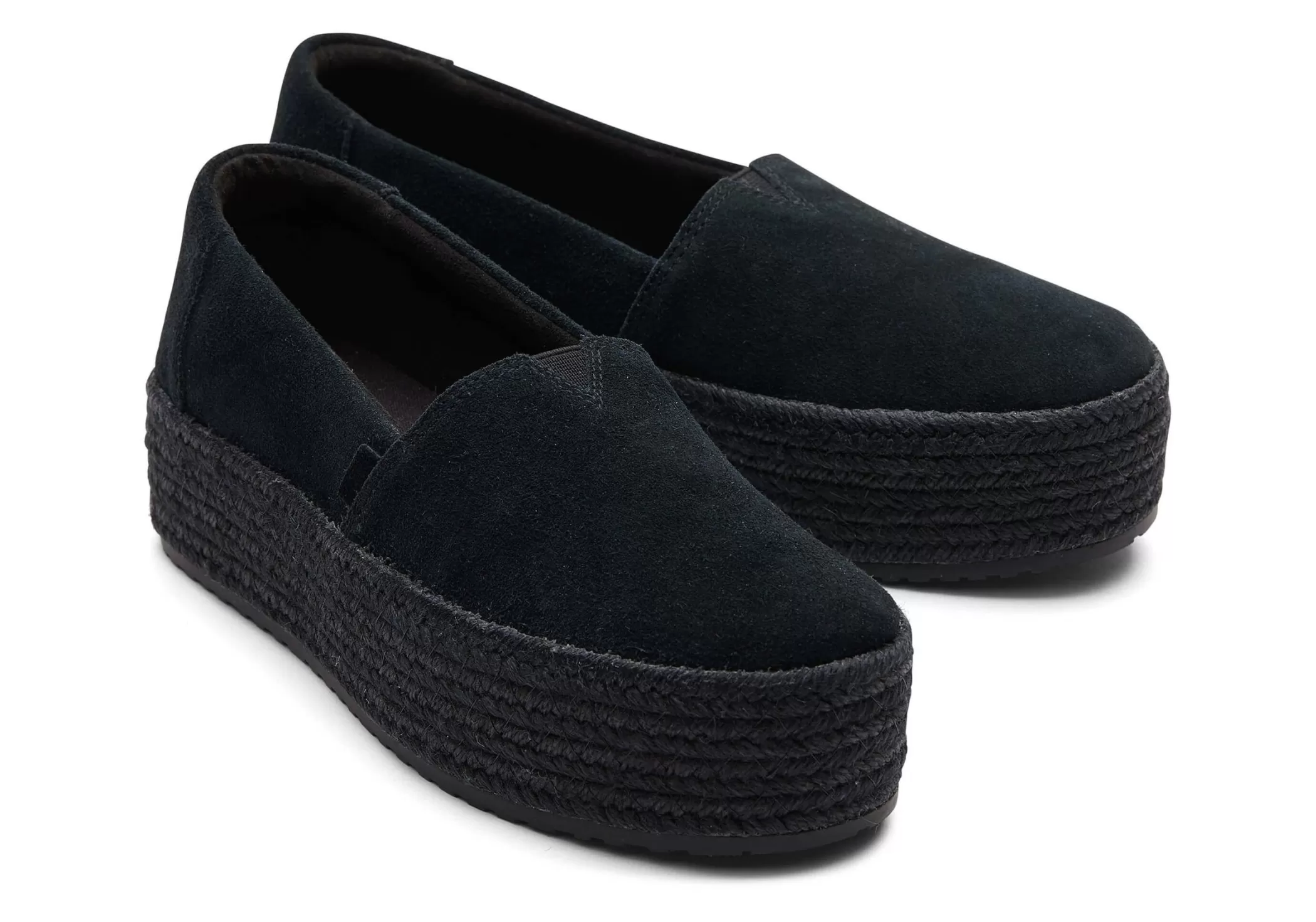 TOMS Plateauzolen*Valencia Platform Espadrille Suede Black