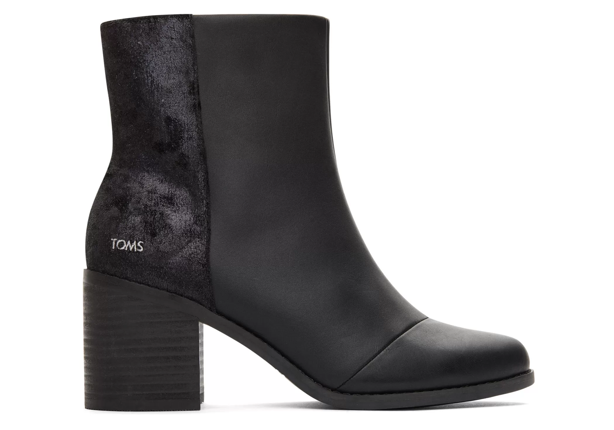 TOMS Boots*Zwart Leer Pluche Evelyn Haklaars Schoenen Dames Leather Black Plush Foil